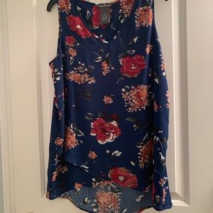 Navy and floral, tulip, high-low, shell.